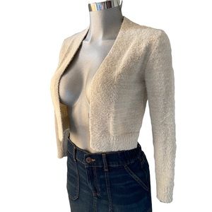 Sweet Kizz Cropped Cardigan Sweater Beige Sz Small Soft Career Athleisure Casual